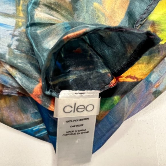Abstract Art Scarf by Cleo – 2010s – Multicolor Silk Feel – Painterly Pattern - Picture 7 of 12